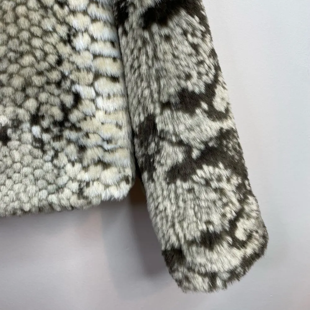 Snake Python Mobwife Faux Fur Vegan Short Jacket Coat Taupe Womens XL - Image 4