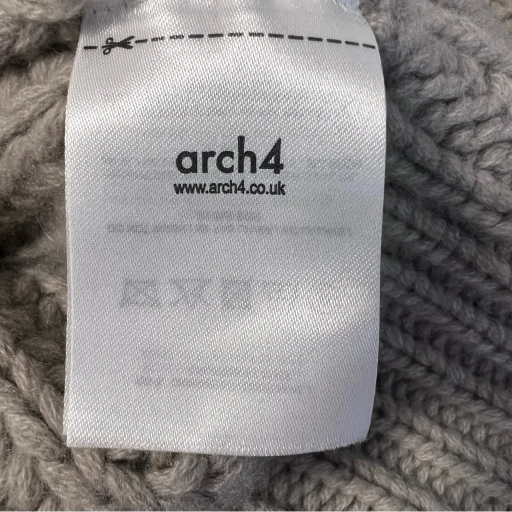 Arch4 Rotterdam Cashmere Cardigan Chunky Sweater Sz OS Gray - Image 6