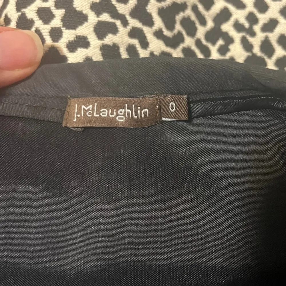 J. McLaughlin Animal Print Textured Full Zip Front Black Cream Pencil Skirt sz 0 - Image 4