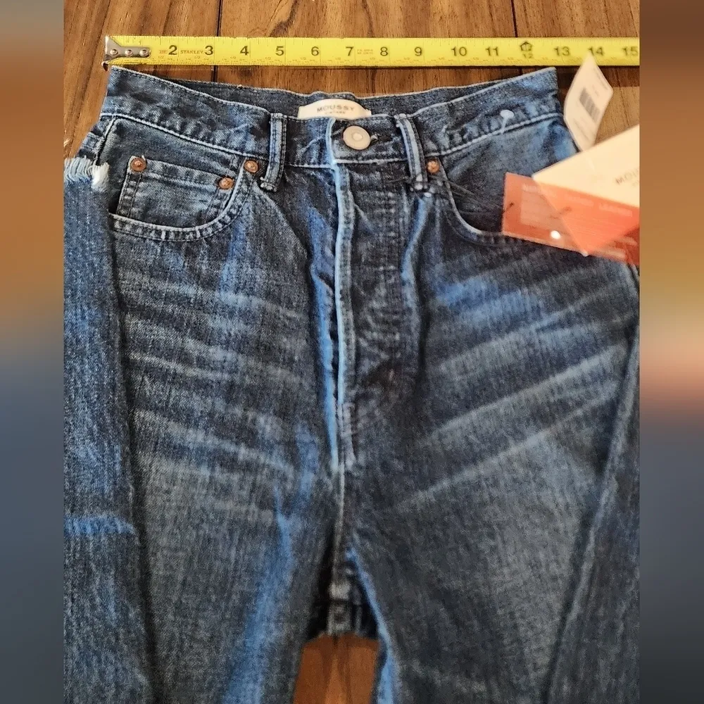 Moussy Vintage MV Capac Wide Straight Cropped high rise Jean 24 blue cotton nwt - Image 9