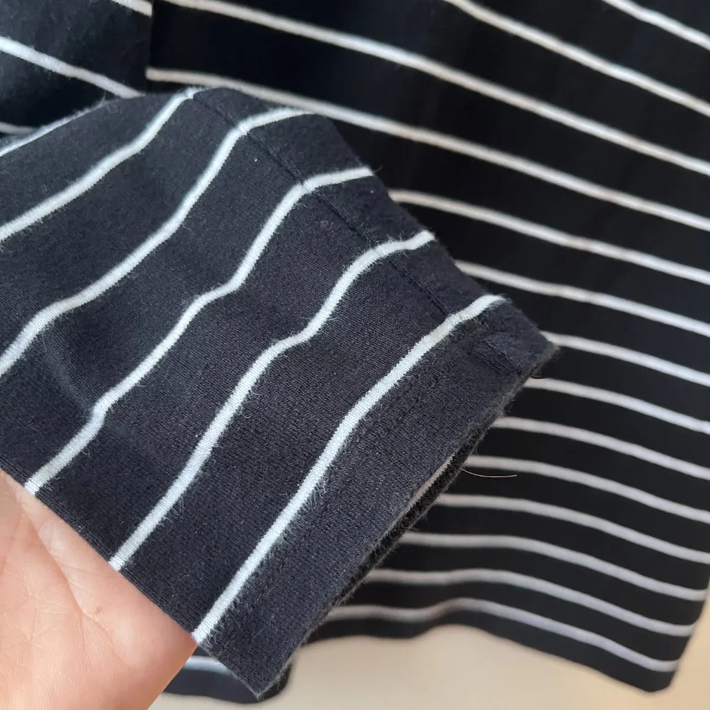 Lauren Ralph Lauren Sz M Black Striped Stretch Cotton Boatneck Pullover Blouse - Image 5