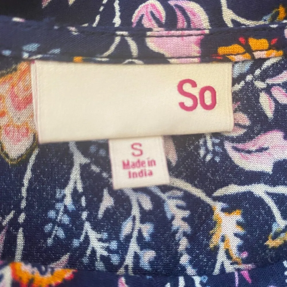 women's small sleeveless blue orange purple floral v-neck flowy tank top - Image 6