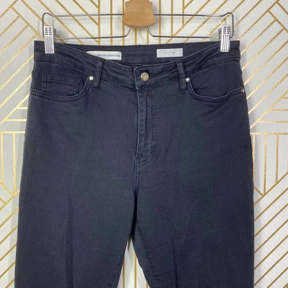 Anthropologie Jeans Pilcro High Rise Crop Flare Studded Denim‎ Black Size 29 - Image 4