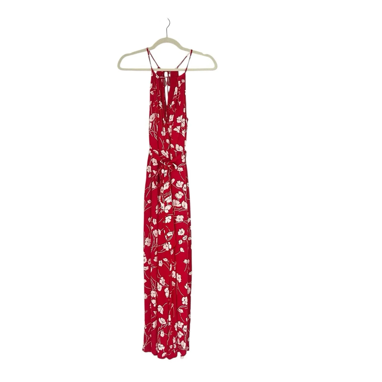 Anthropologie Maeve Andros Jumpsuit Red Poppy Printed  Sz 6 summer boho chic - Image 3