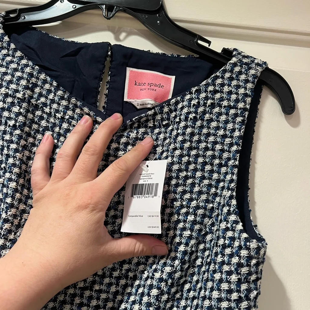 Kate Spade Black and White Textured Midi Dress - Image 3