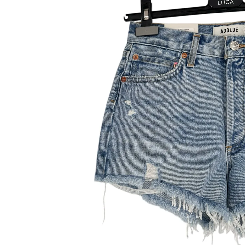 AGolde Parker Vintage Cut Off Shorts in Swapmeet Light Wash size 24 NWT Raw Hem - Image 4