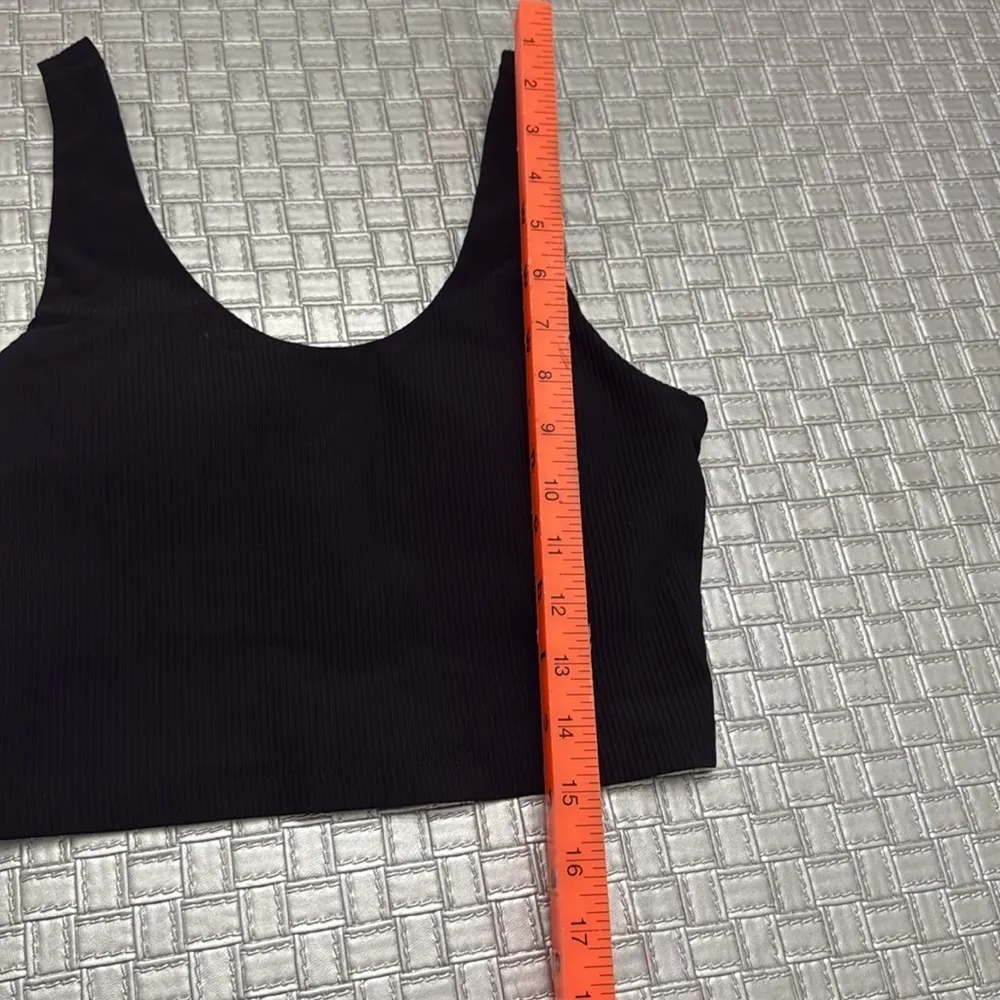 90 Degree by Reflex Black Ribbed Scoop Sports Bra Tank | Size Small - Image 2
