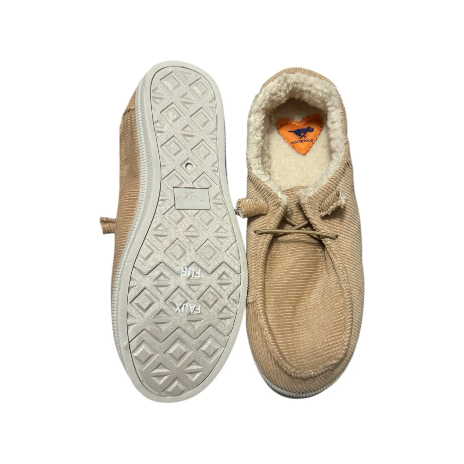 Rocket Dog Tan Corduroy Faux Fur Lined Slip-On Shoes Women’s 7.5 - Image 3
