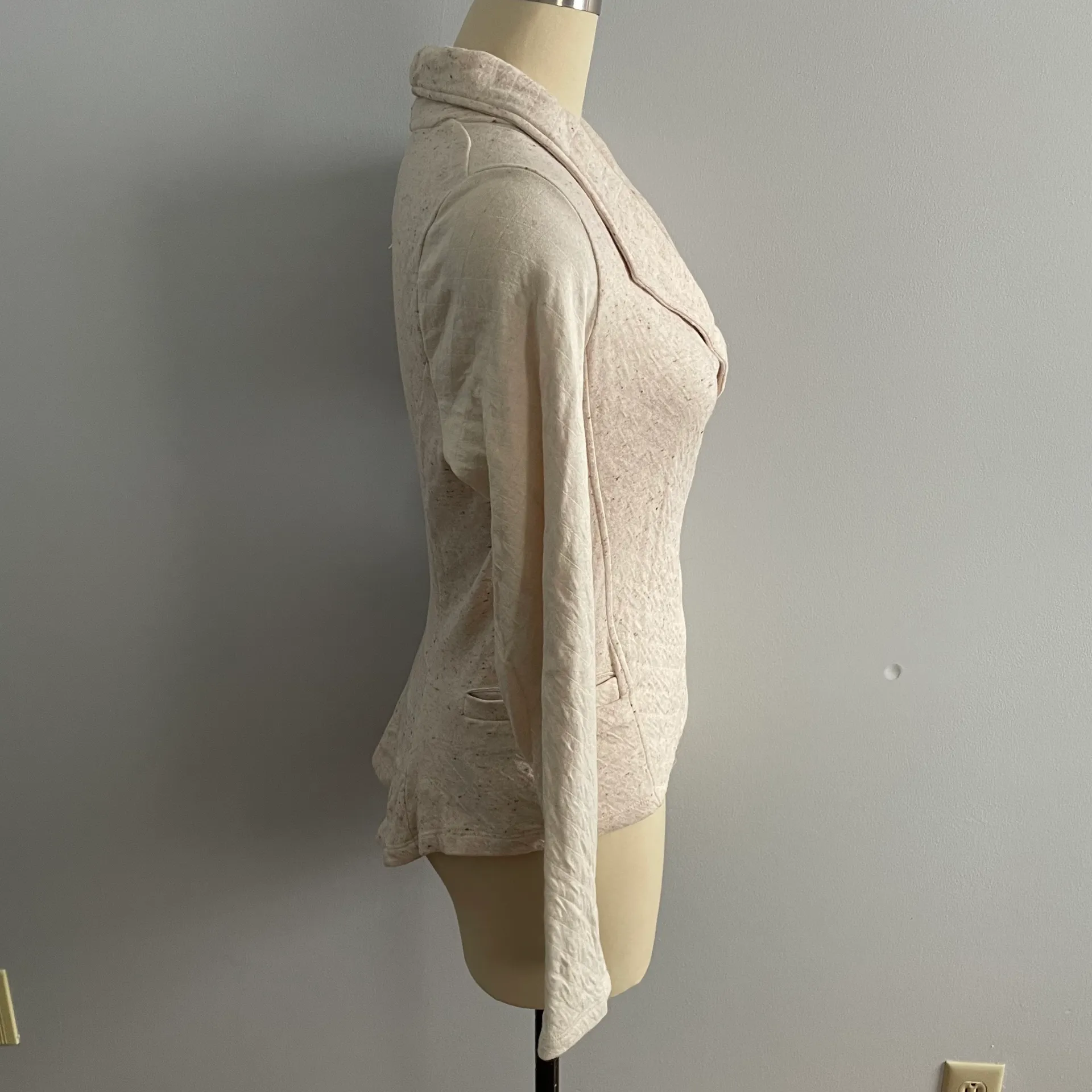 Dolan Left Coast Collection Heathered Knit Moto Jacket- Oatmeal- Size Large - Image 5