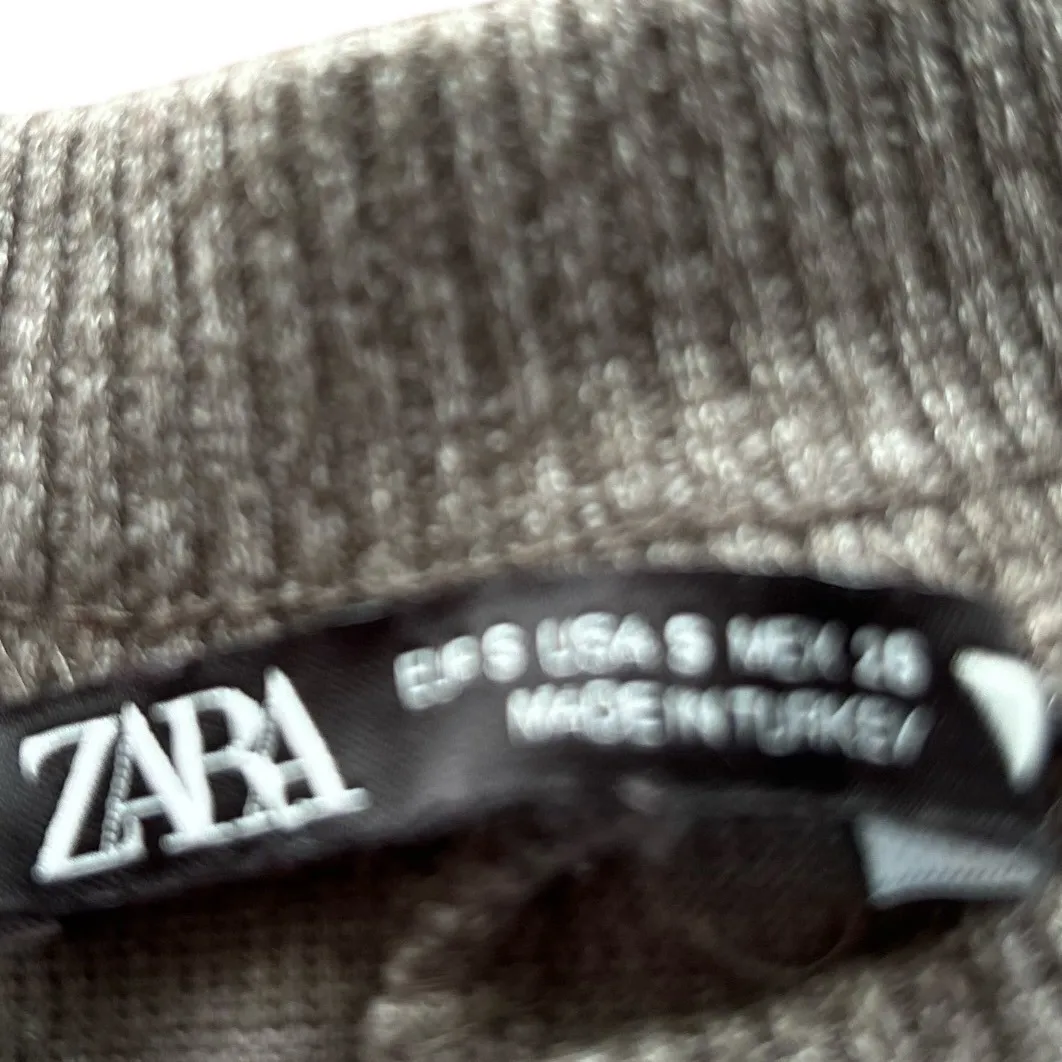 ZARA Cropped Sweatshirt Grey Long Sleeve V Neck Casual Women Size S - Image 6