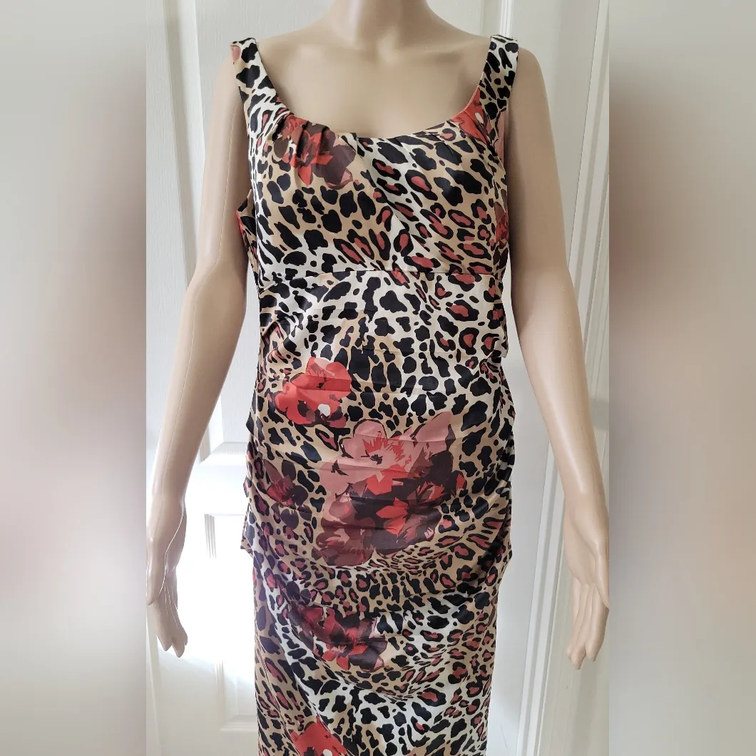Signature By Sangrita Animal Print Dress Size 12 Brown - Image 2