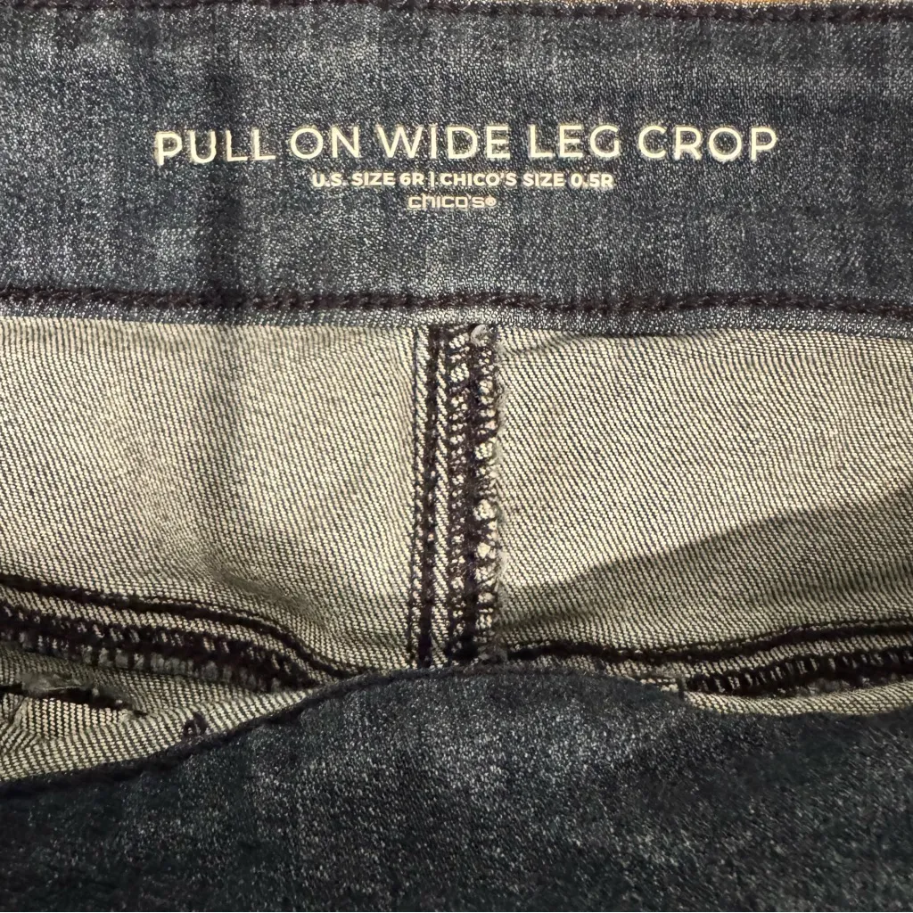 Chico's Wide Leg Pull On Crop Sailor Jeans Size 6 - Image 7
