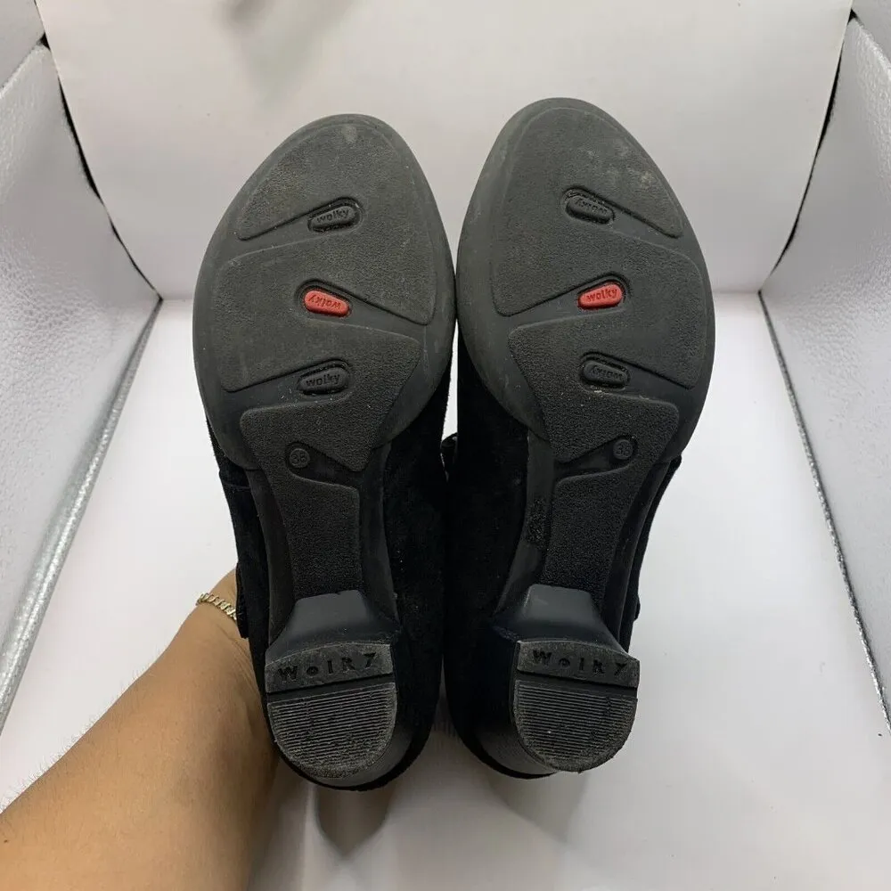 Wolky heel suede leather Mary Jane style Office Heel black size 38 US 7 - Image 8