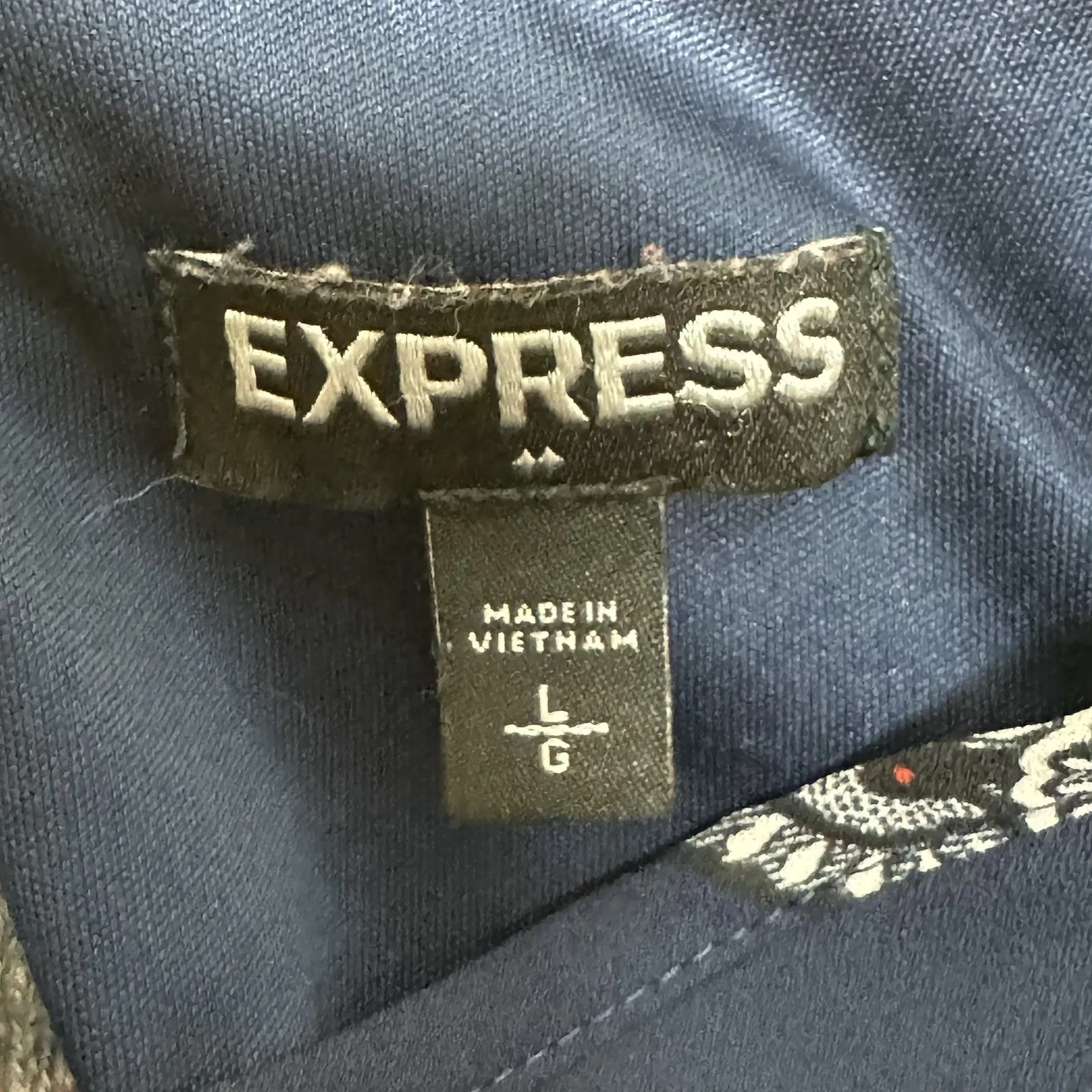 Express Navy Blue Dress Long Sleeve Elastic Waist V Neck Large Casual Blouson - Image 7