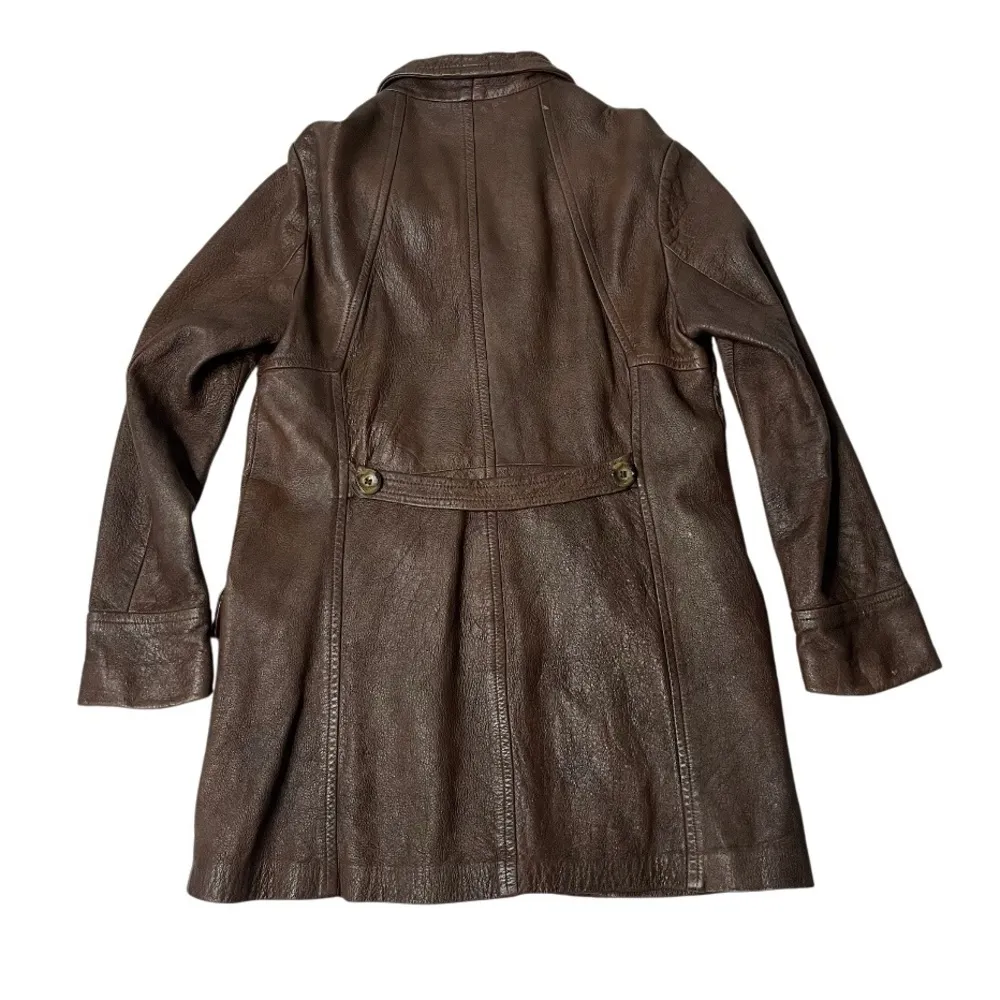 LEATHERS By NEW ENGLAND Sports Wear Brown Leather Jacket Half Belt VINTAGE - Image 6