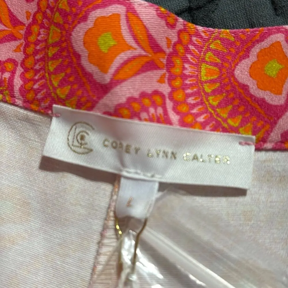 Corey Lynn Calter women’s size large The Ricky short sunset pink fan flower NWT - Image 11