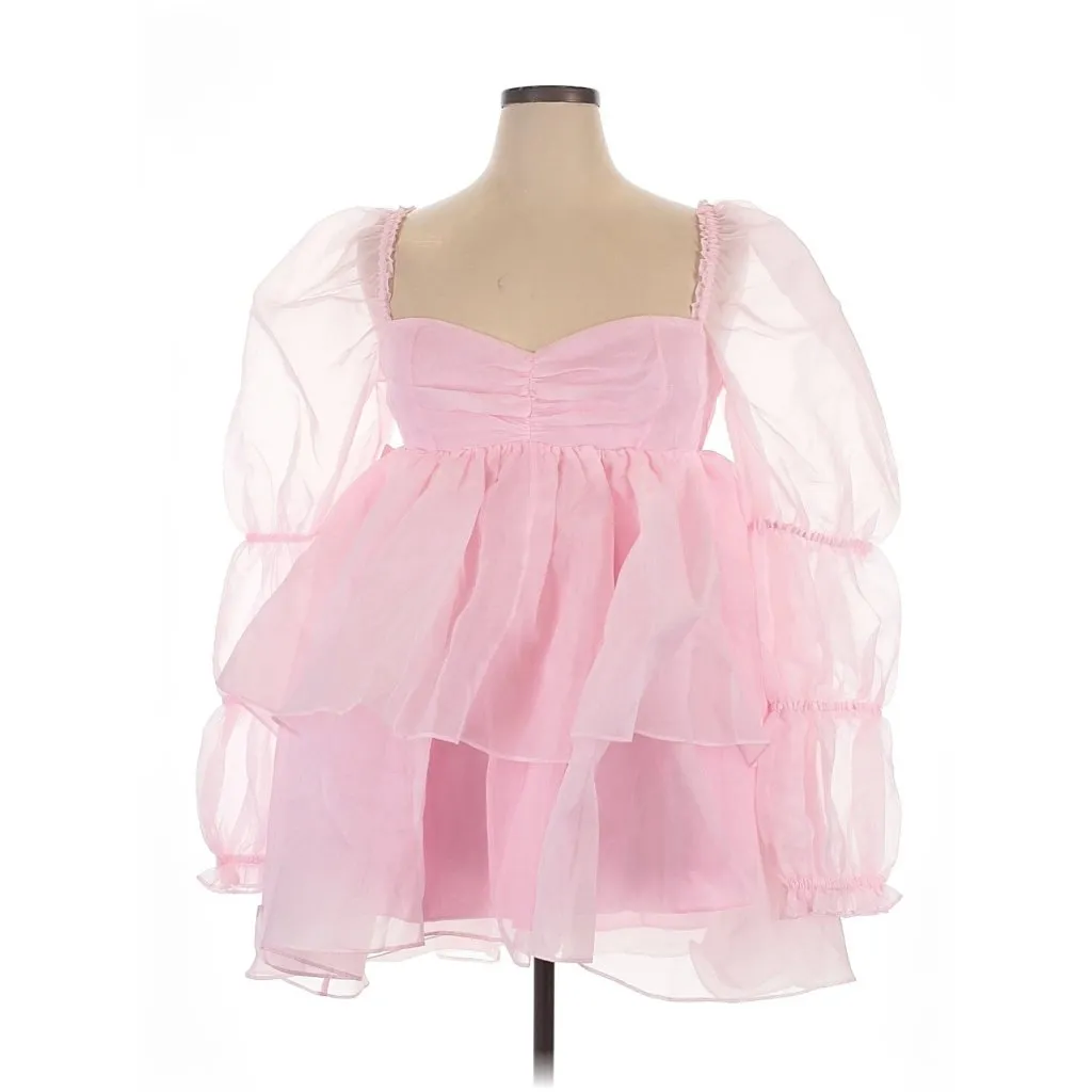 NWT Selkie Moonlight in Ballerina Pink Sheer Organza Puff Mini Dress XXL 2XL - Image 2