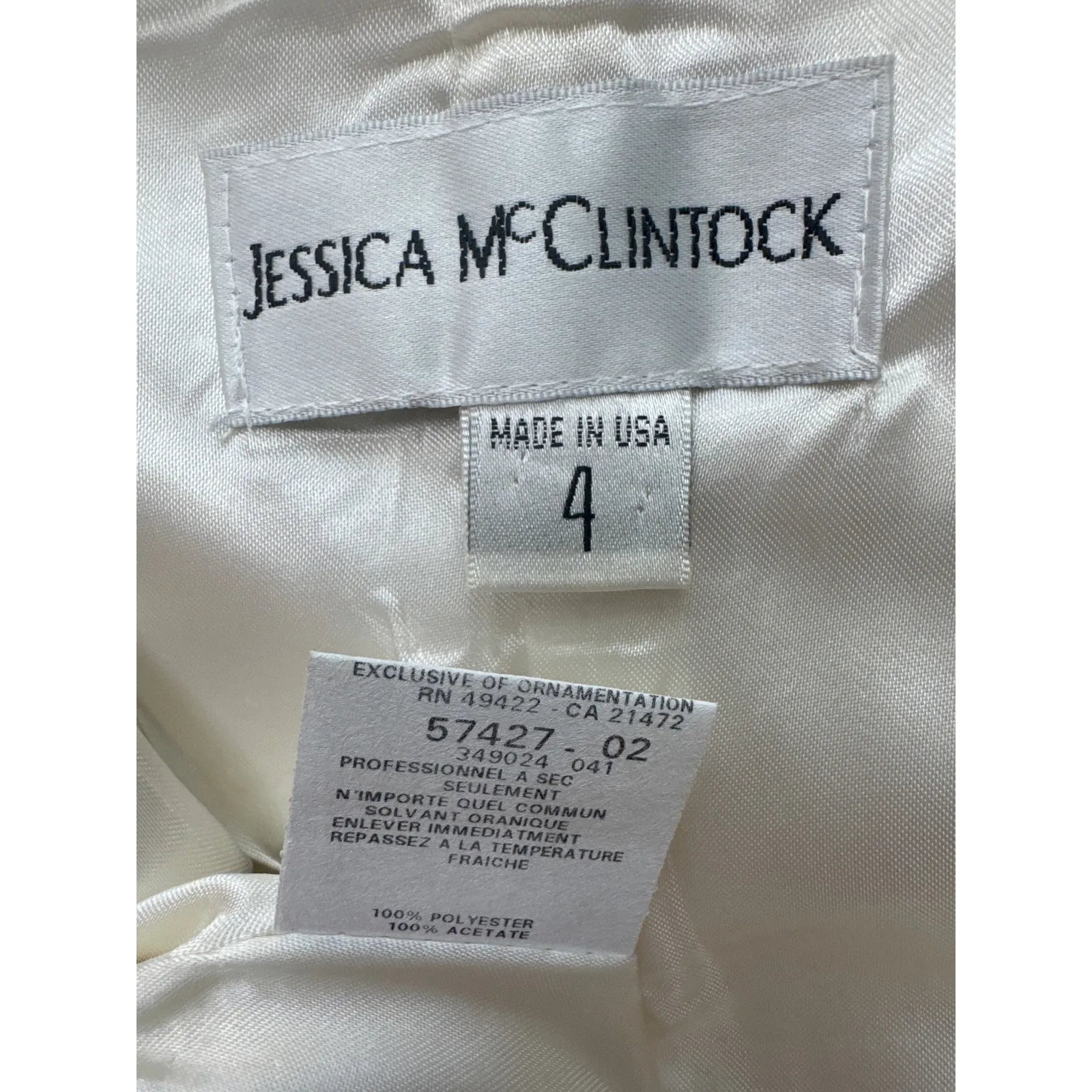 1990s Jessica McClintock Ivory Embroidered Strapless Formal Gown USA made XS - Image 11