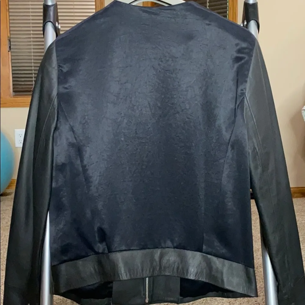 J Brand Lee genuine leather and satin jacket size S - Image 6