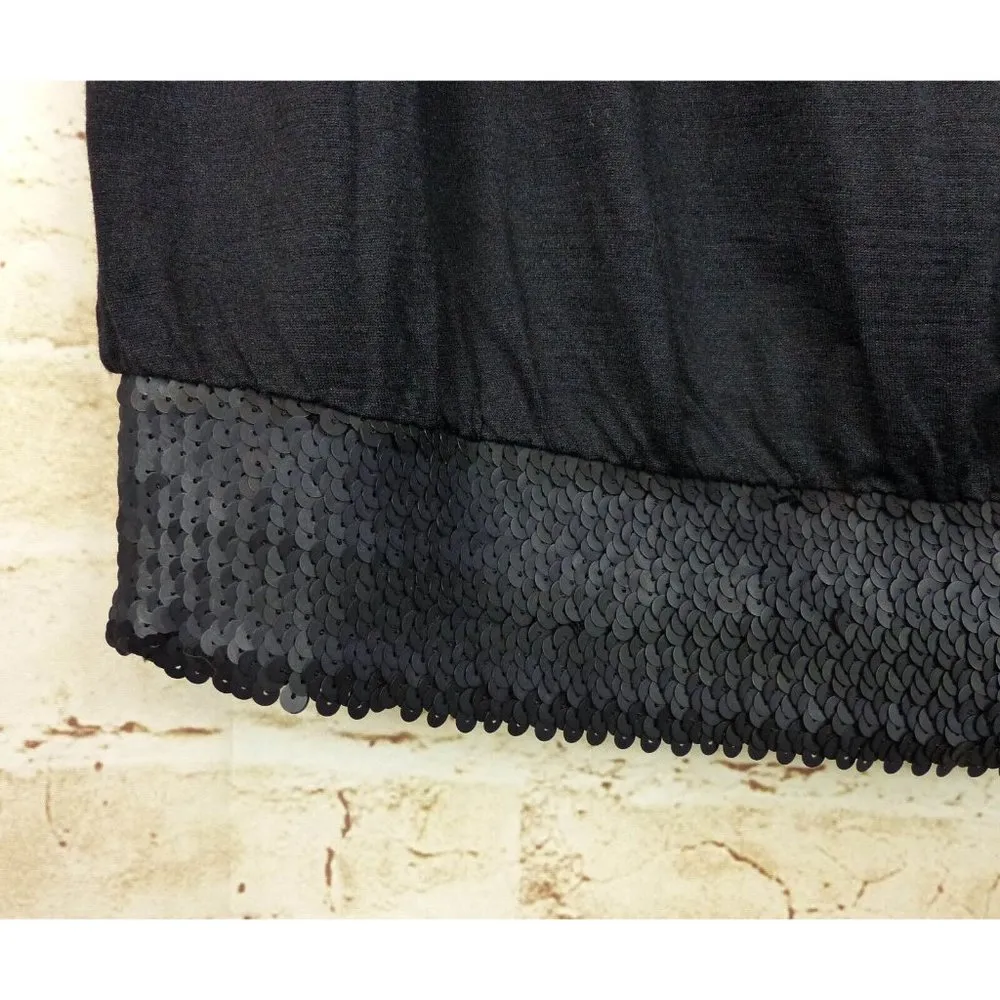 Diane Von Furstenberg Women Black Silk Blend Sequin Trim Tank Top Sz L Gothic - Image 5