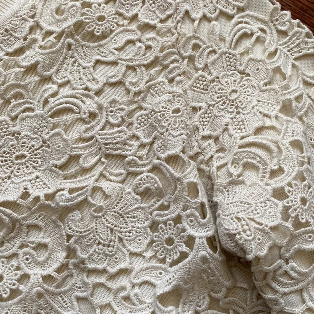 Cream Lace Knit Sweater - Image 2