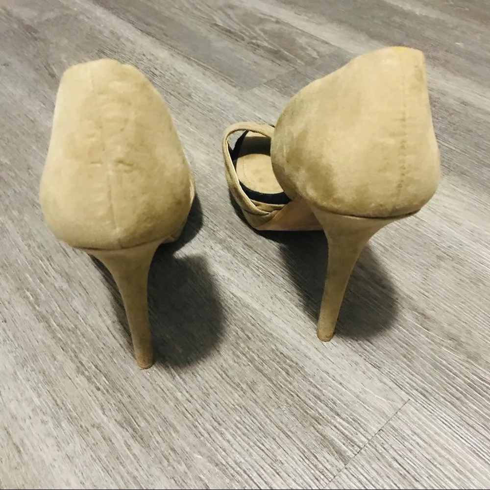 Zara Basic Open Toe Neutral Suede Stiletto Heels Size 40/ 9.5 - Image 4