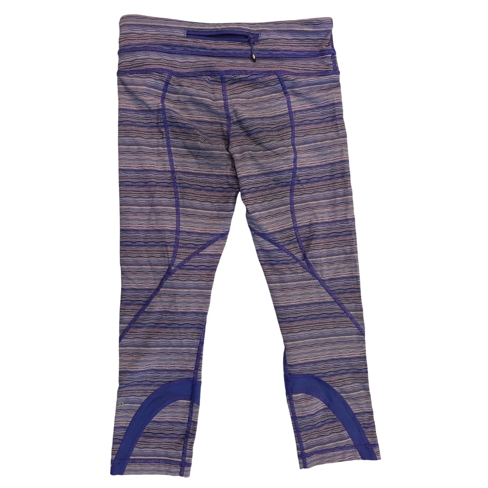 Lululemon Run‎ Inspire Crop II Luxtreme Purple Pink Striped Yoga Running Size 6 - Image 2