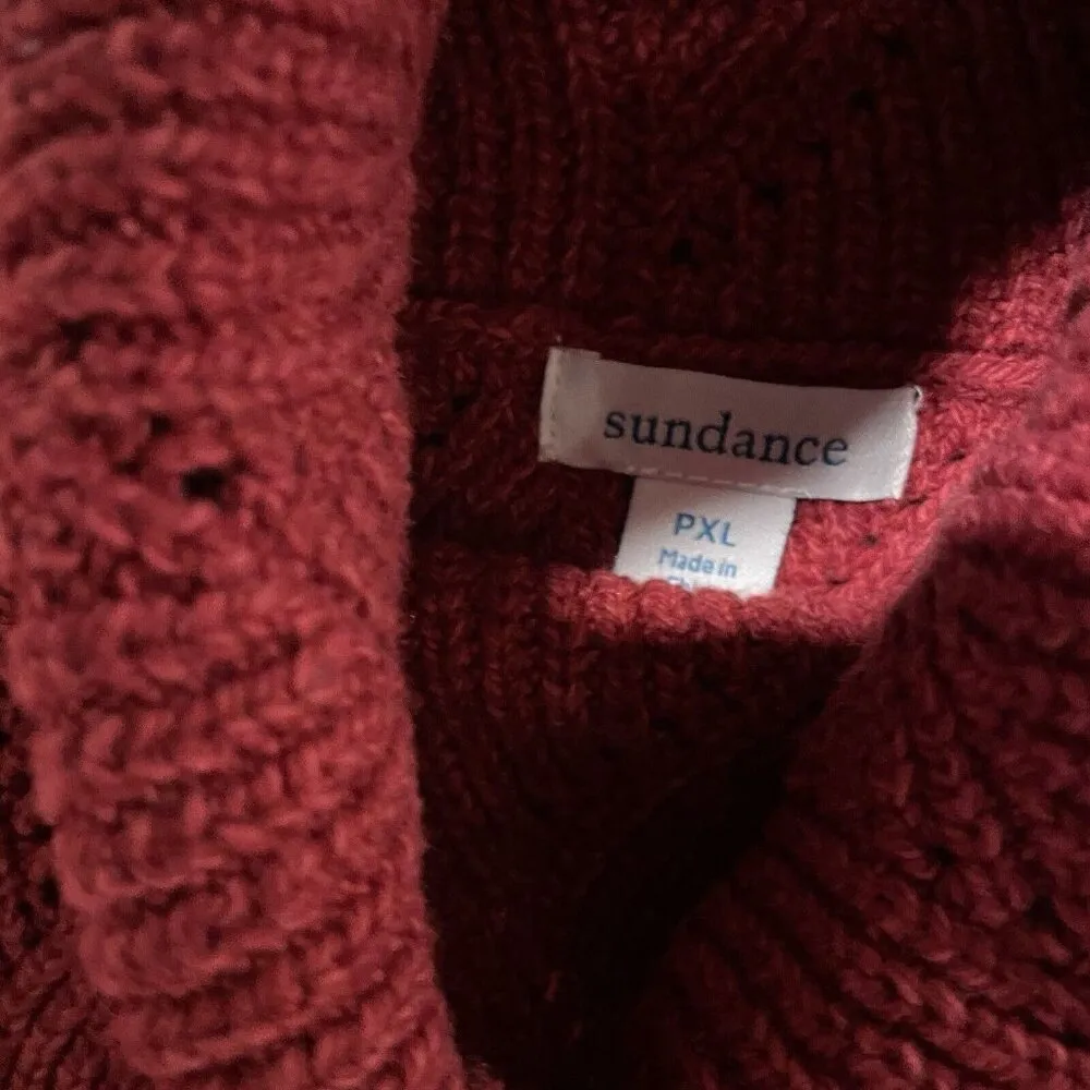 Sundance Sweater Womens Turtle Neck Red Petite XL PXL Scalloped Holiday Long Slv - Image 4