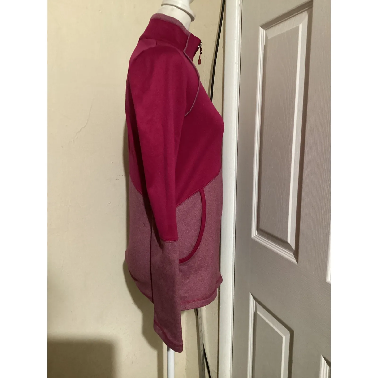 The North Face Womens Full Zip Jacket Fuchsia Pink Heathered Fleece Size S - Image 3