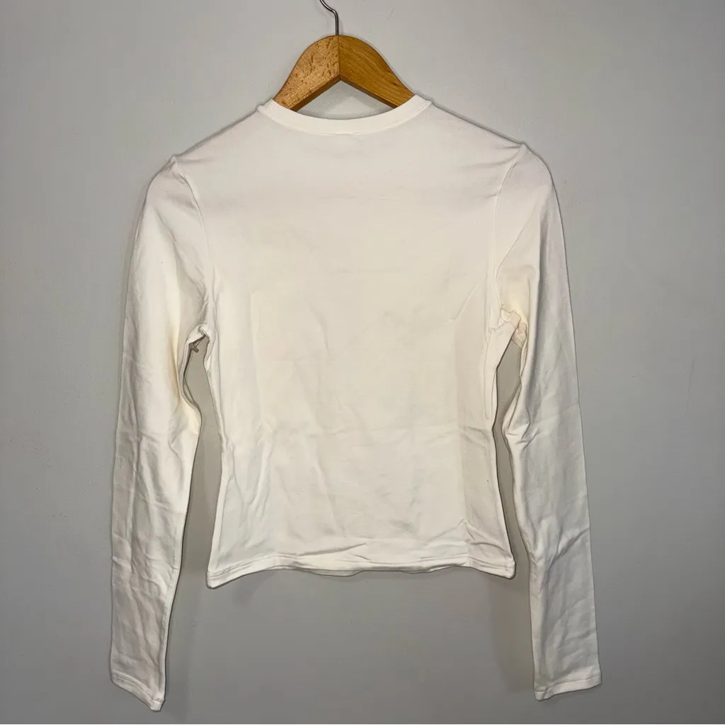 SKIMS Cream Cotton Jersey Long Sleeve T-Shirt | M - Image 4