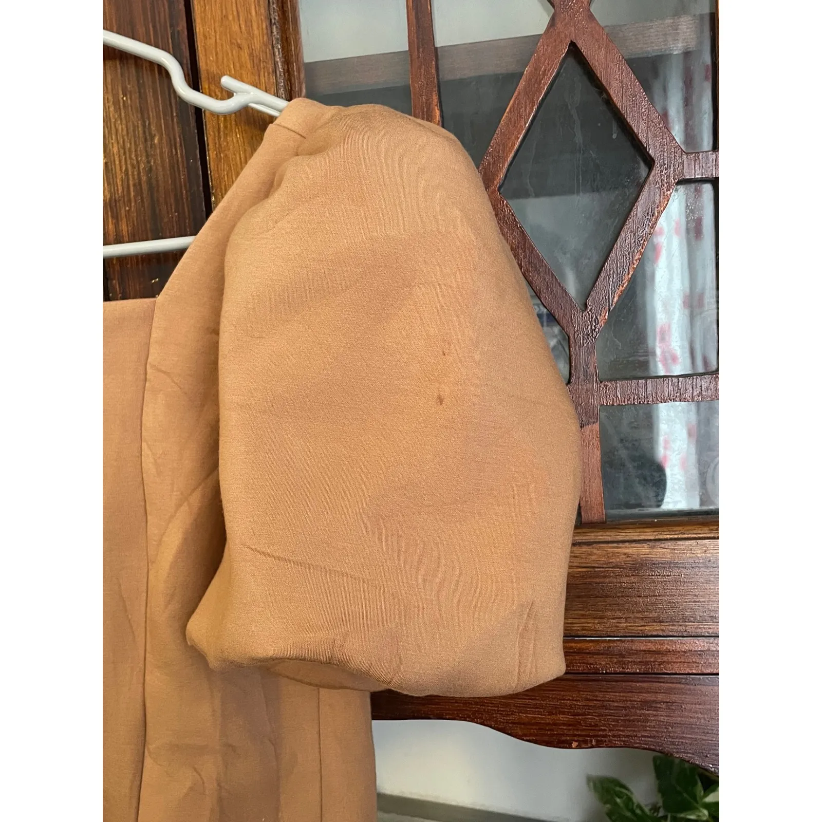 English Factory Puff Sleeve Sweetheart Neckline Top Camel Brown Size Small - Image 4