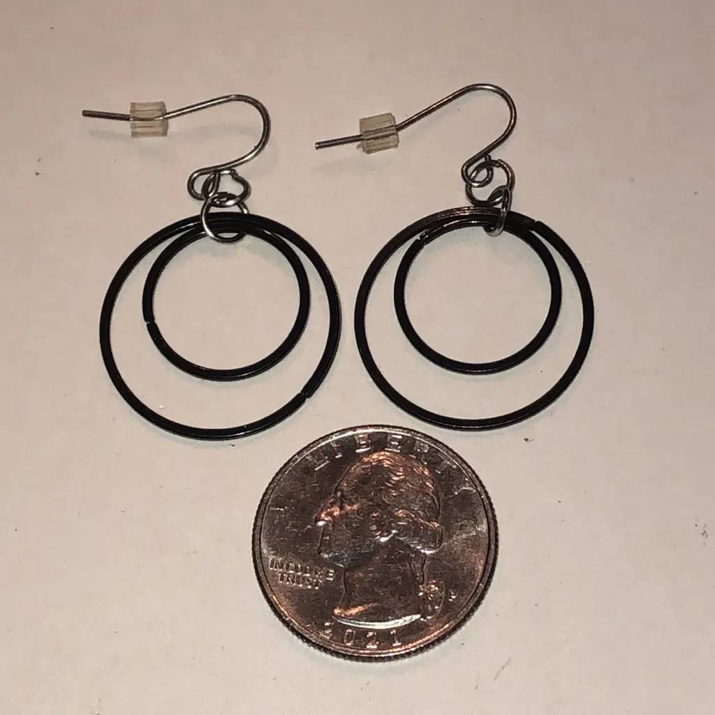 Elegant Black Double Hoop Boho Earrings - Image 3