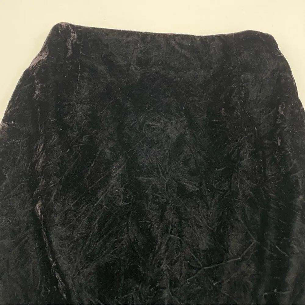Vintage Crushed Velvet Skirt Pencil 90s Goth Black Retro Moody Glamour Date Chic Size XXS - Image 6