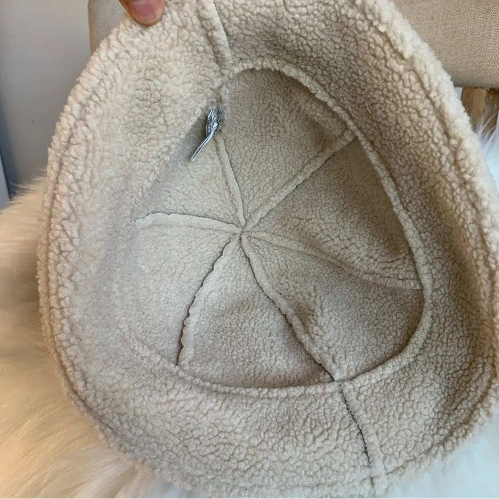 Nine West Faux Shearling Tan Bucket Hat - Image 4