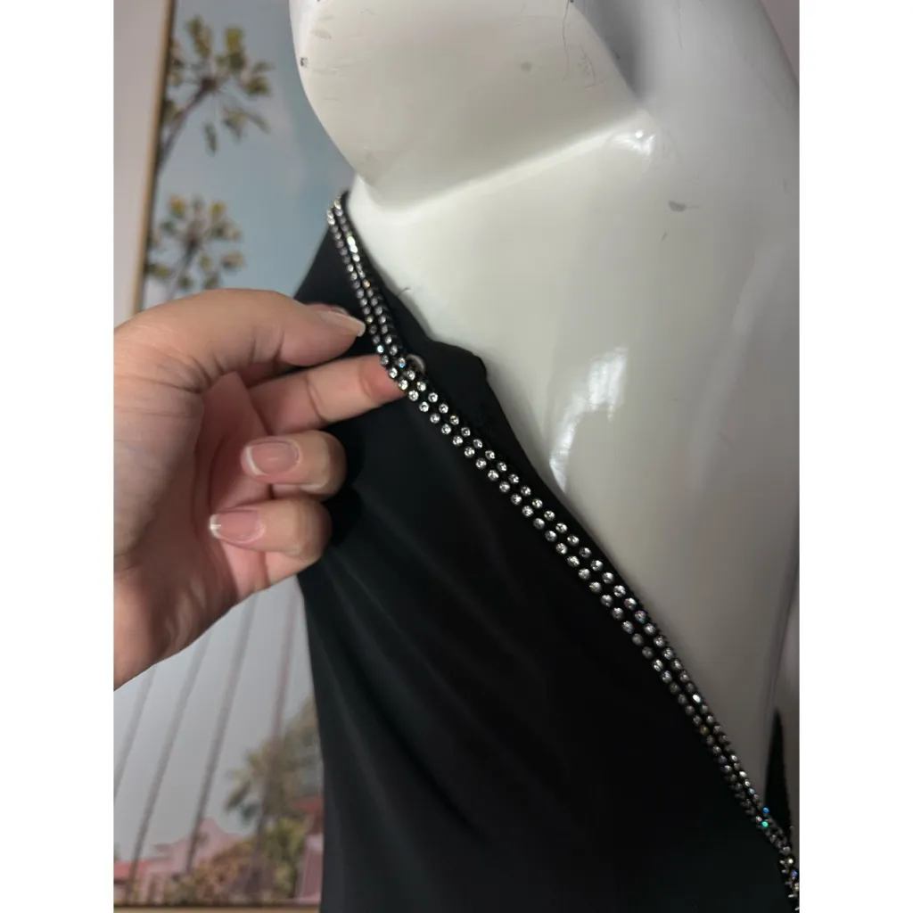 J’adore Black Diamante Halter Maxi Bodycon Dress Strappy Back Size Small - Image 8