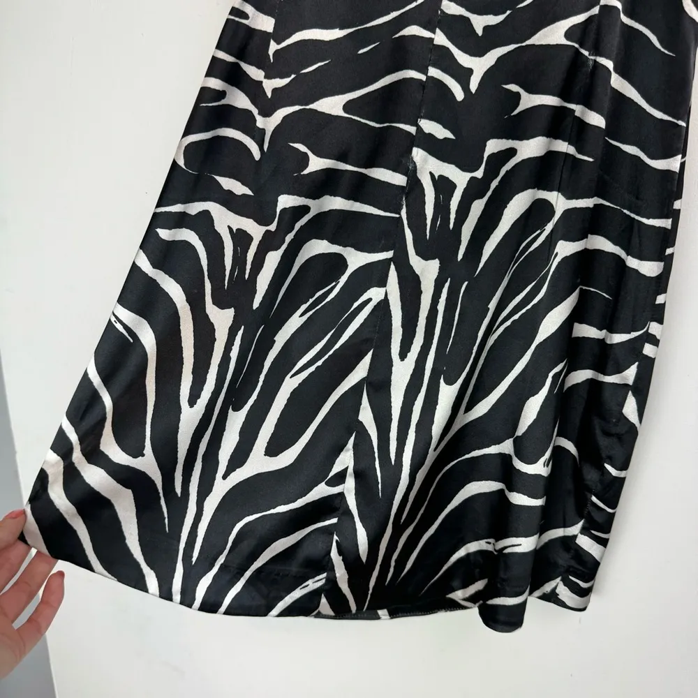NWT Zara Zebra Satin Mini Dress Sz Small Halter Neck Strappy Party Cocktail - Image 14