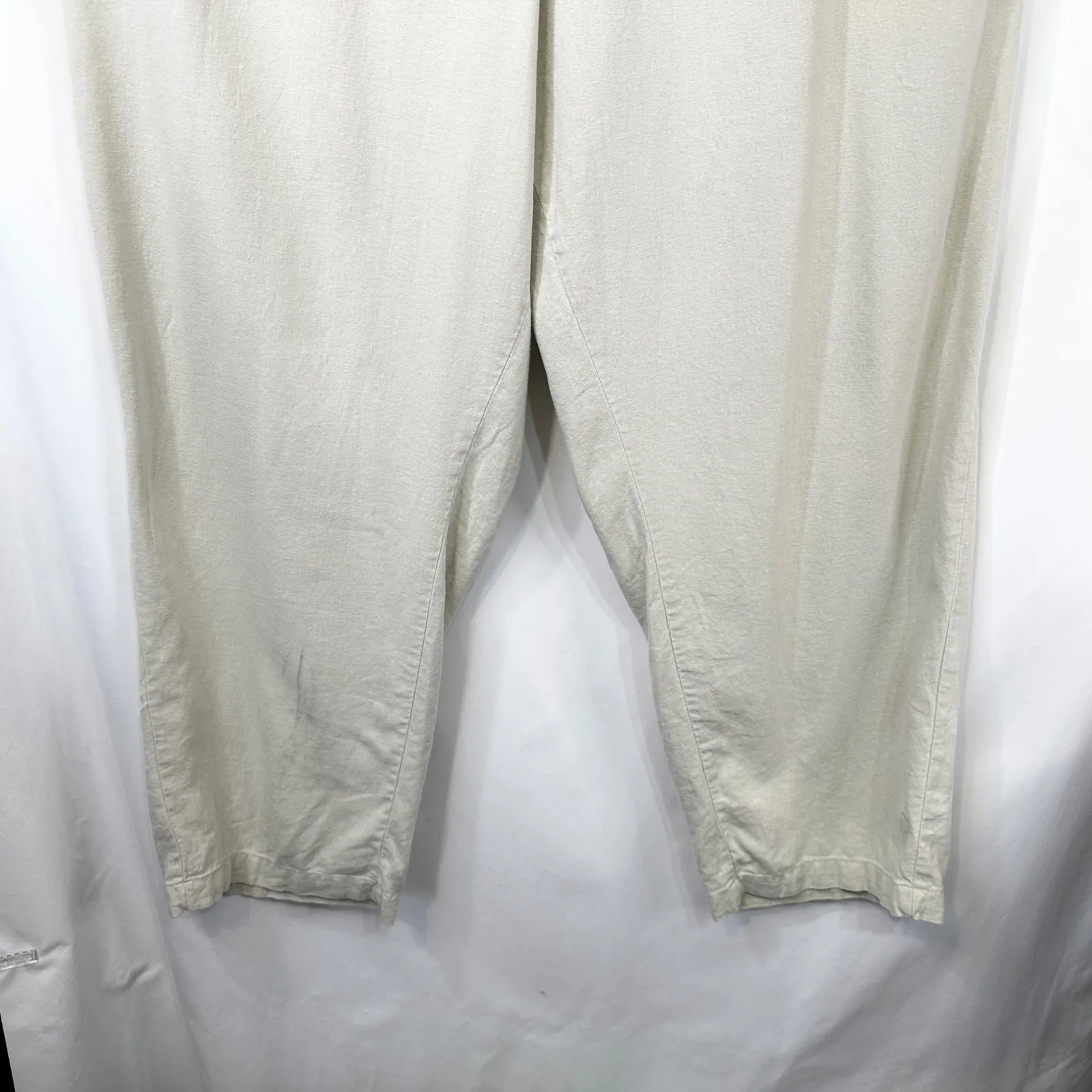 Woman Within Plus Size 28W Pants Beige Linen Pull On Elastic Capsule Solid 324 - Image 4