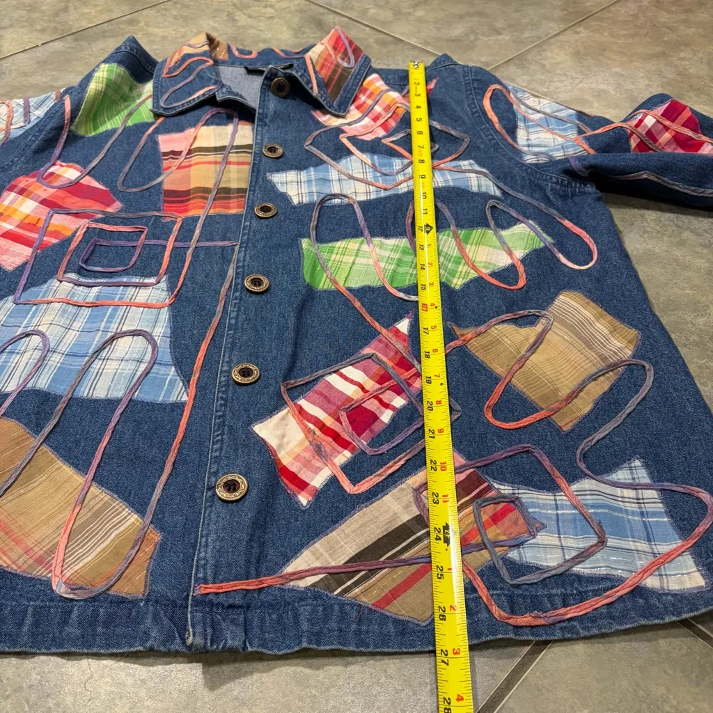 Vtg 90s New Direction Patchwork Denim Jacket Women’s 2XL Patchwork Western Boho Blue Size XXL - Image 10