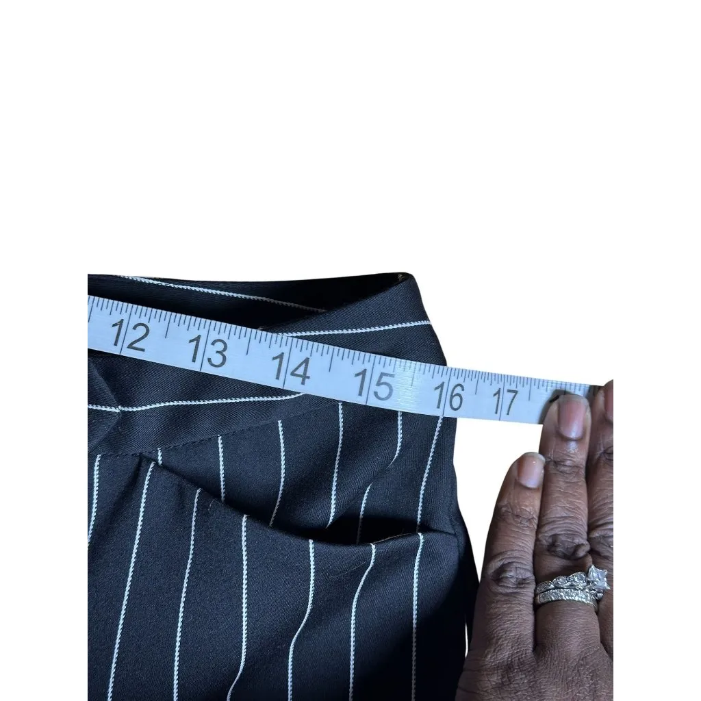 Anne Klein Womens Pinstripe Stretch Pant Black/White Work Attire Stretchy Sz 6 - Image 10