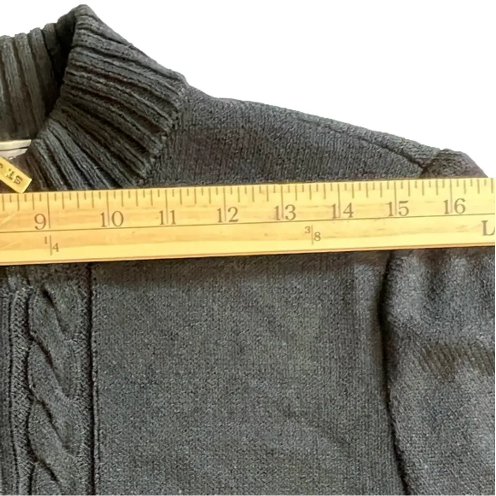 St. John Sport black short sleeved heavy knit cardigan sweater, cable knit Sz S - Image 9