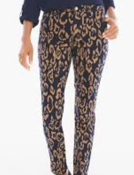 Chicos Slimming Animal Sateen Girlfriend Ankle Jeans Size 00 - Image 2