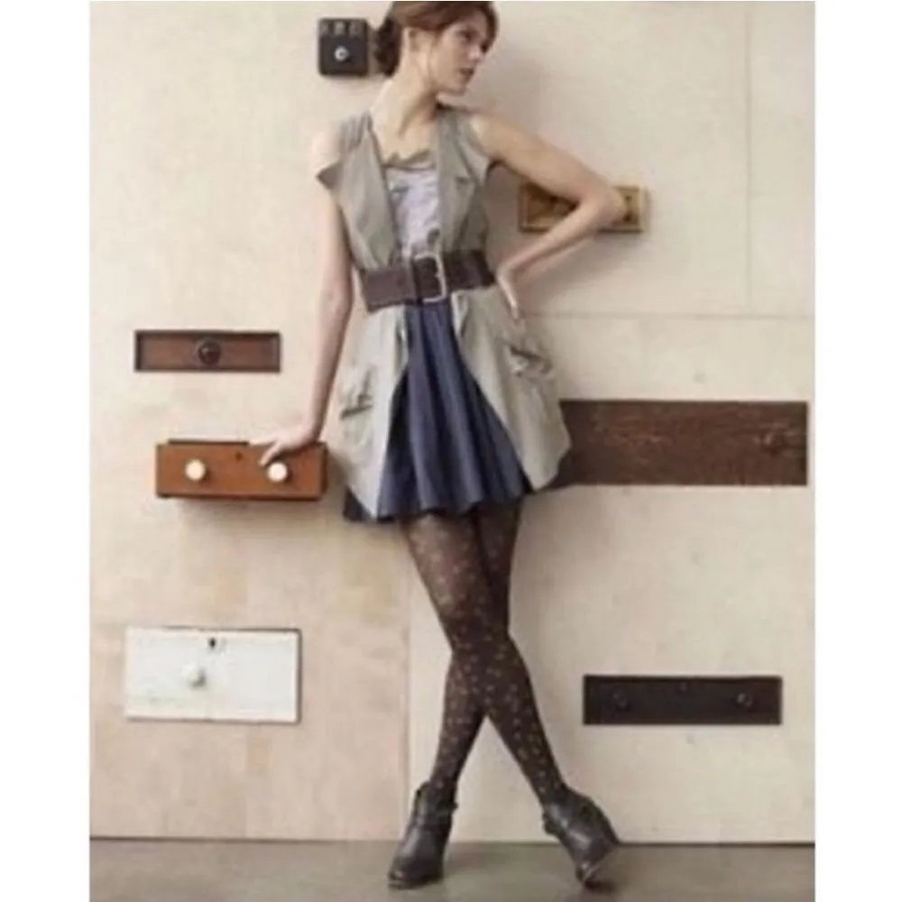 Anthropologie Maeve Blue & Gray Floral Strapless Mini Dress (4) - Image 2