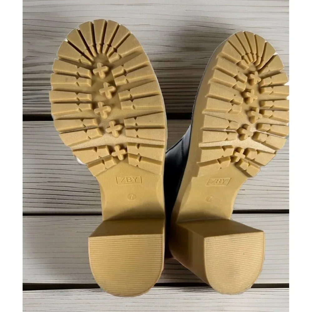 NWOT ZBY Women's 7M Lug Sole Ankle Boots Chelsea Bootie Combat Platform Y2K Black Size 7 - Image 7