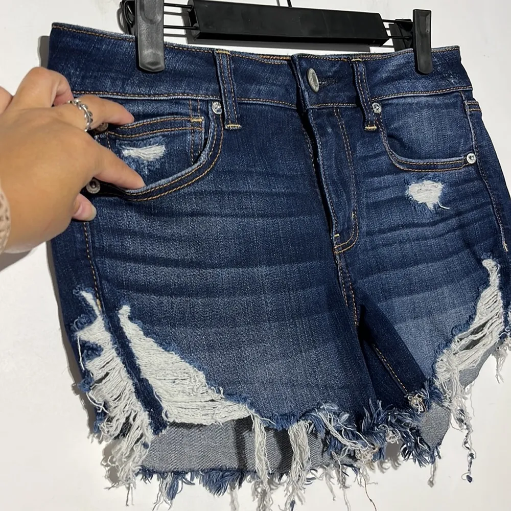 American Eagle Ne(x)t Level Stretch Raw Hem Dark Wash Denim Jeans Size 8 - Image 3