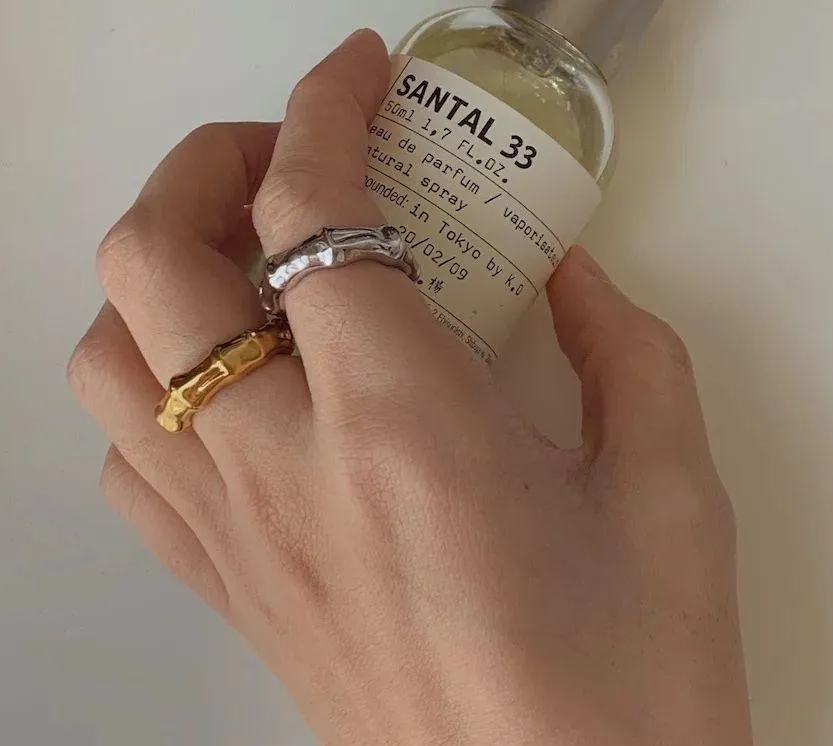 Unisex ring bamboo joint ring gold ring simple ring stacking ring stackable ring - Image 4