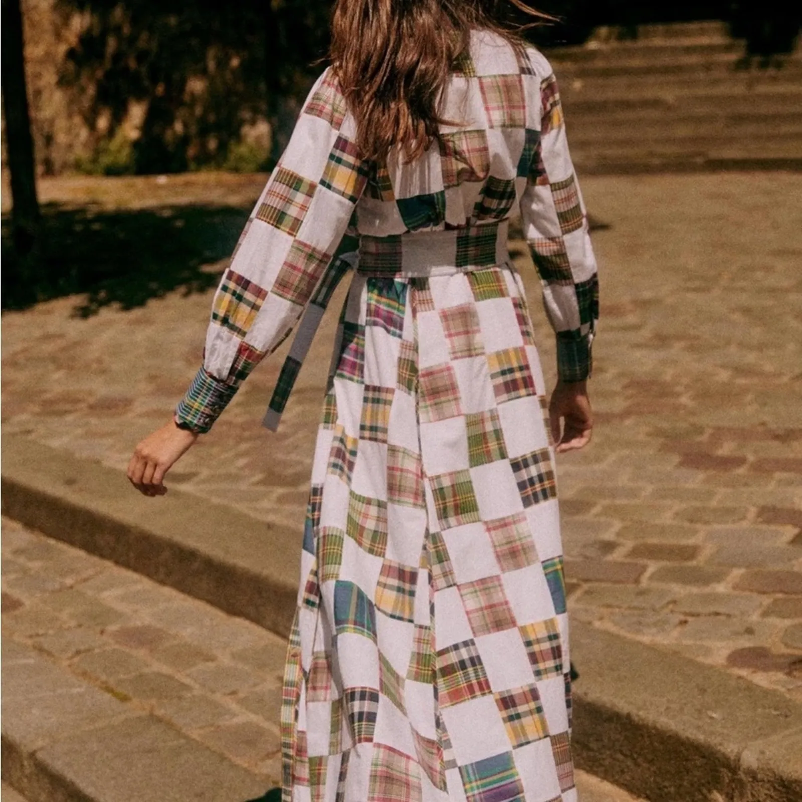 NWT Sézane Loisa Patchwork Button Up Belted Maxi Dress - Image 5