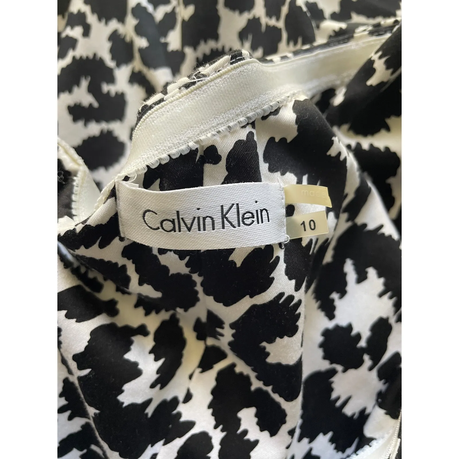 Calvin Klein Black White Animal Print One Shoulder Sheath Dress Size 10 - Image 6