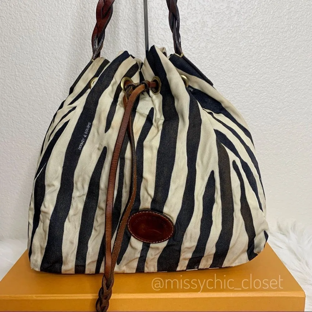 Dooney and Bourke Vintage Zebra Print Drawstring Bag - Image 4