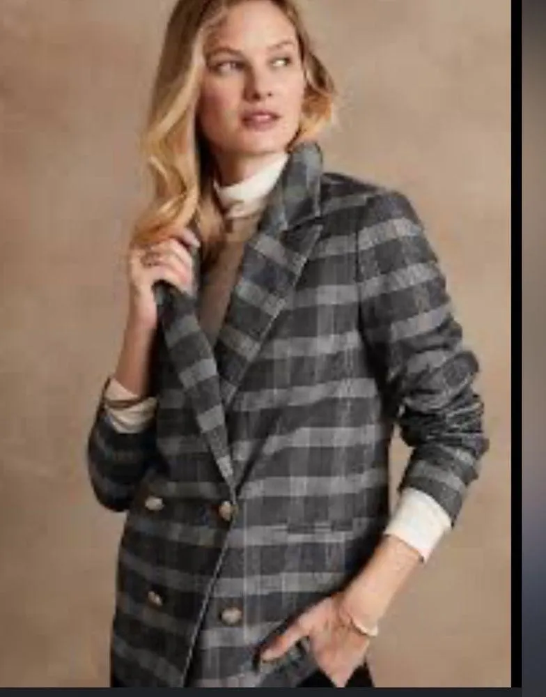Banana Republic Double Breasted Plaid Blazer - Image 2