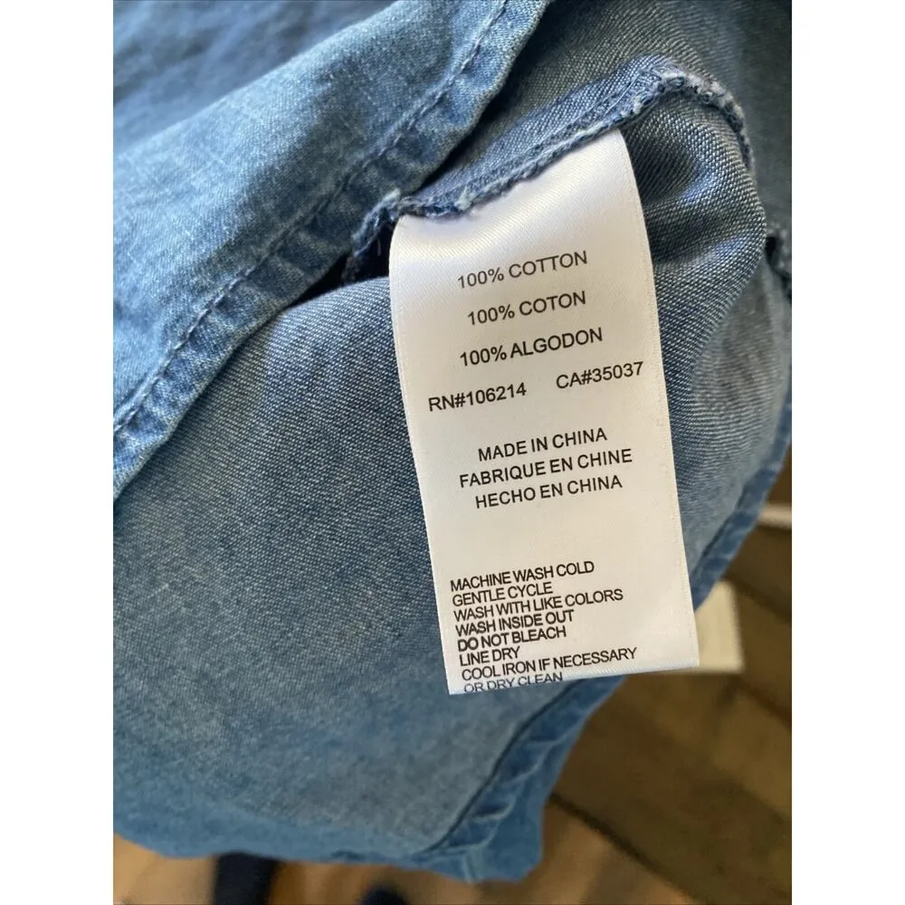 Joe's Collection Women's Small Blue Chambray Cold Shoulder Mini‎ Dress Western - Image 8